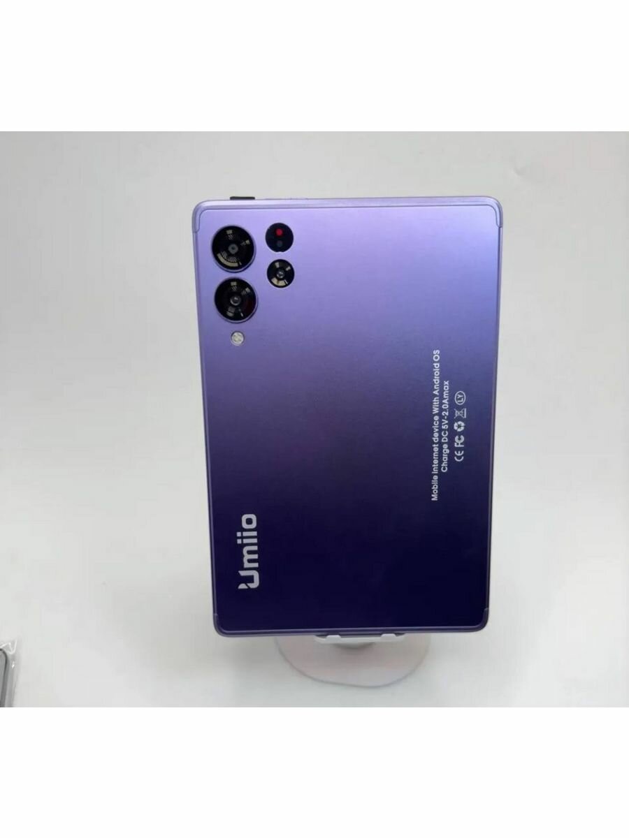 Планшет Umiio P80 с 8-х ядерным ЦП 6/12Г8GB 4 LTE WI Fi micro-SD 2 Sim андроид 12 фиолетовый