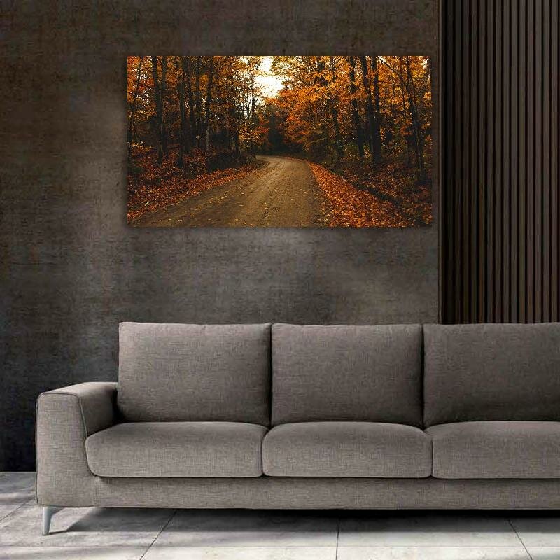 Картина на холсте 60x110 LinxOne "Аллея деревья дорога" интерьерная для дома / на стену / на кухню / с подрамником