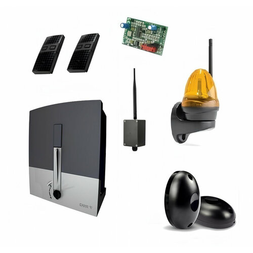 Автоматика для откатных ворот CAME BXL04AGS FULL-K-BT, комплект: привод, радиоприемник, 2 пульта, фотоэлементы, лампа, Bluetooth-модуль