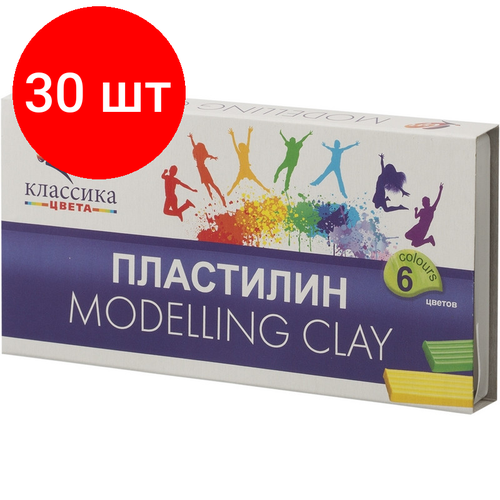 Комплект 30 наб, Пластилин классический Луч Классика 6цв 120гр со стеком