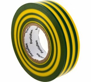 Изоляционная лента ПВХ 19 мм х 0,15 мм х 20 м желто-зеленая FORTISFLEX 71237
