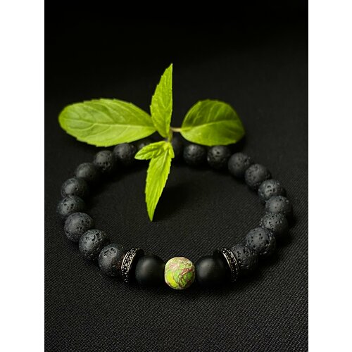 фото Браслет, 1 шт., размер 19 см, черный, зеленый manor
