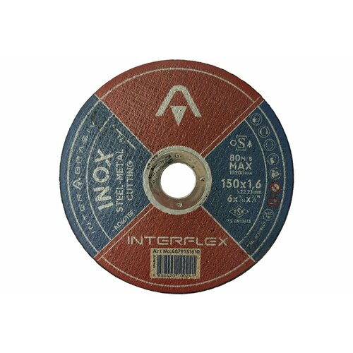 Круг отрезной круг INOX A060TBF 150x1.6x22 мм, Т41, нержавеющая сталь, металл Interflex 4079151610