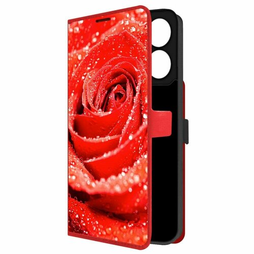 Чехол-книжка Krutoff Eco Book для Xiaomi Poco C65 Роза (красный)