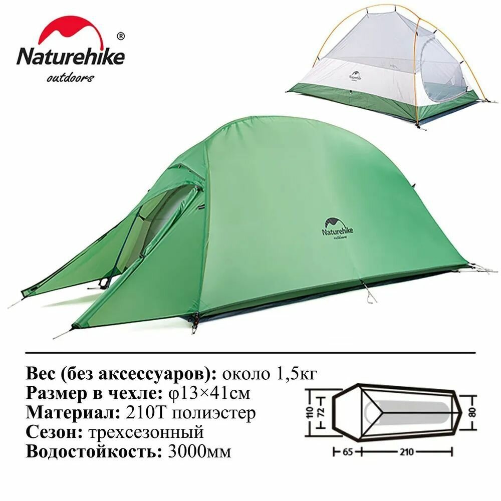 Палатка 1-местная Naturehike Cloud Up 1 NH18T010-T 210T