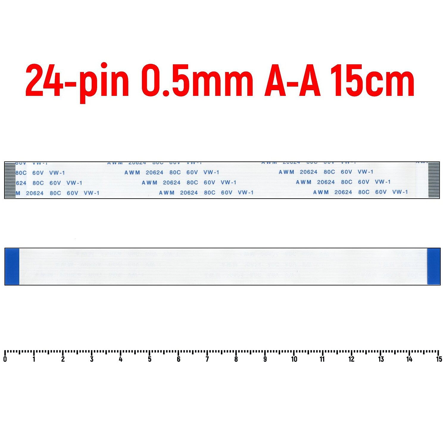 Шлейф FFC 24-pin Шаг 0.5mm Длина 15cm Прямой A-A