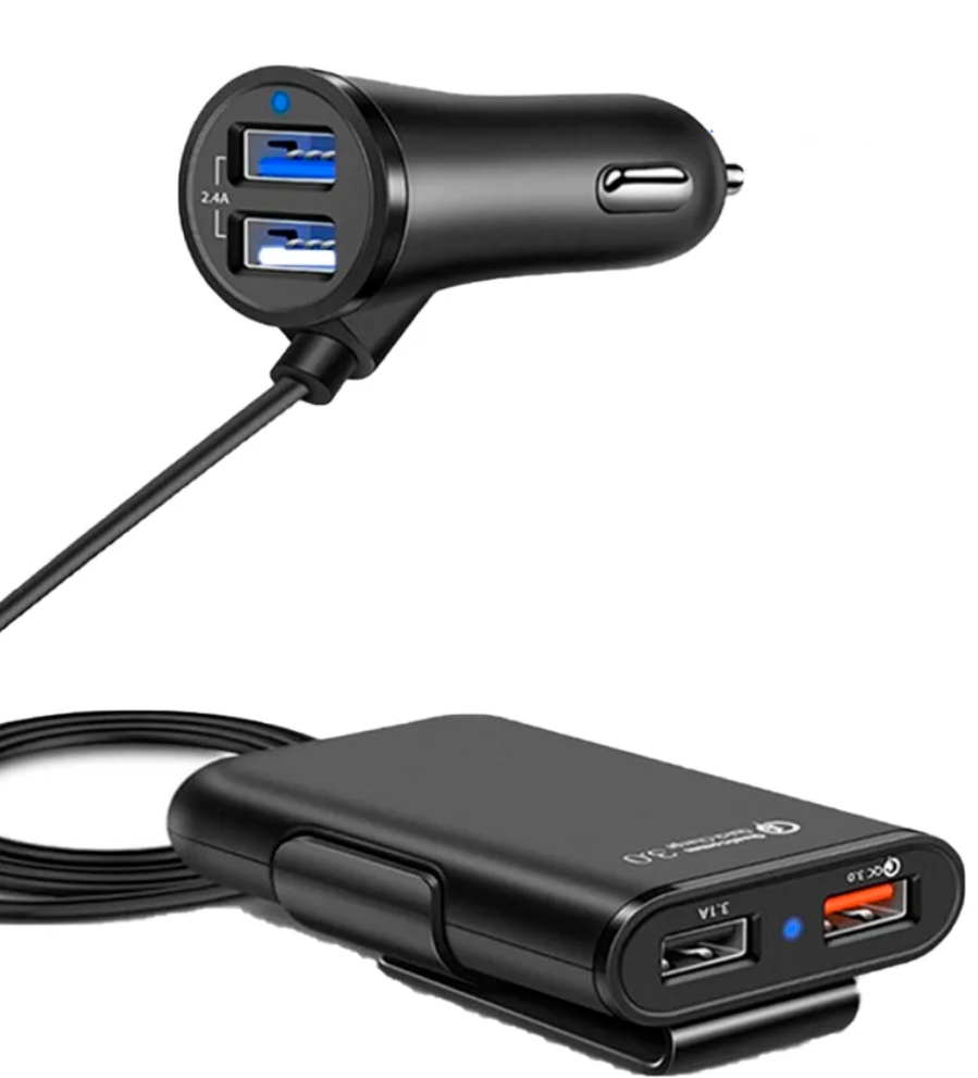 фото Автомобильное зарядное устройство в прикуриватель 4 USB порта QC3.0+2.4A+3.1A