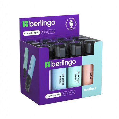 Корректирующая ручка Berlingo Instinct, 5мл, металлический наконечник (KR515), 12шт. корректирующий карандаш berlingo instinct 05мл металлический наконечник упаковка 12 шт