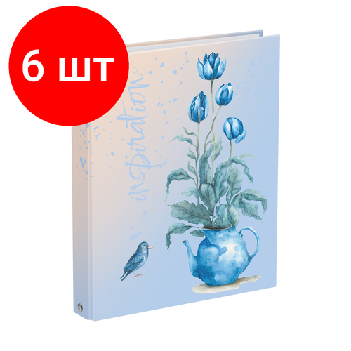 Комплект 6 шт, Тетрадь на кольцах А5, 240л, BG Васильковое настроение, с разделителями, матовая ламинация