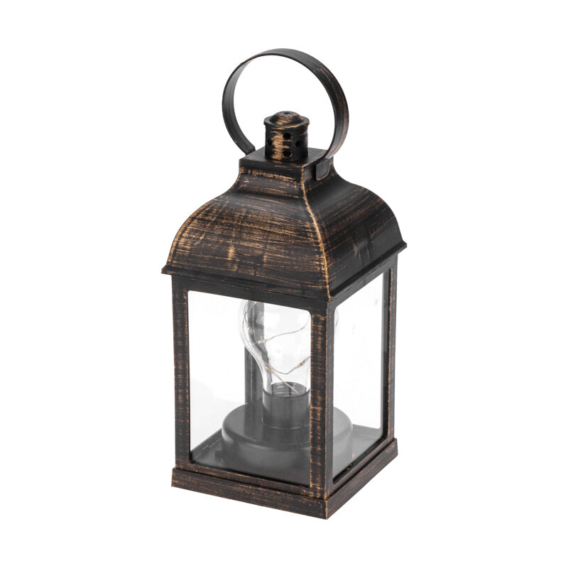 Декоративный фонарь с лампочкой, бронзовый корпус, размер 10,5х10,5х22,5 см, цвет теплый белый NEON-NIGHT 1 шт арт. 513-053