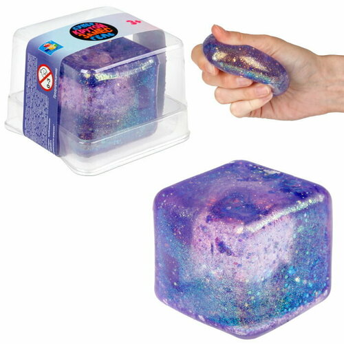 Игрушка-антистресс 1toy Крутой замес Супергель фиолетовый куб