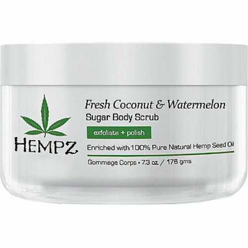 Скраб для тела Кокос и арбуз 176 гр Hempz Fresh Coconut and Watermelon Sugar Body Scrub 176GR скраб для тела lcosmetics сухой скраб для тела кокос с маслом кокоса и маслом авокадо