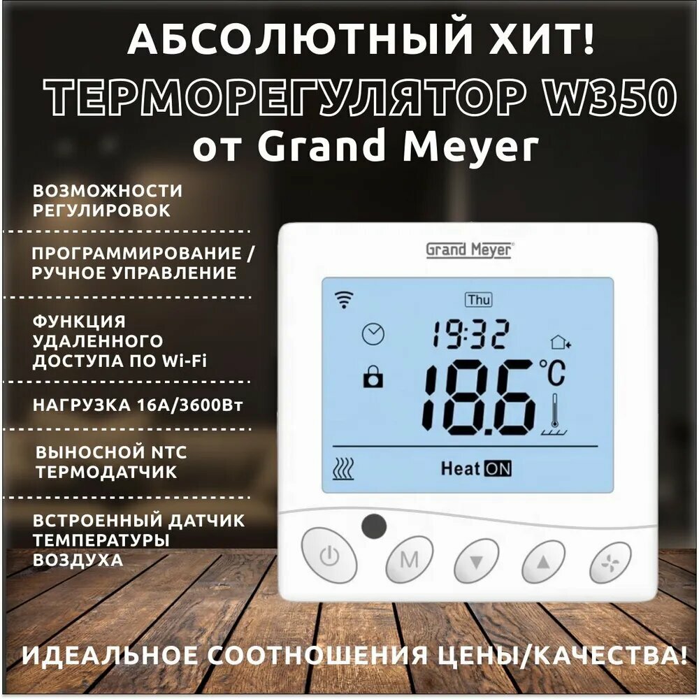 Терморегулятор Grand Meyer W350 белый термопласт