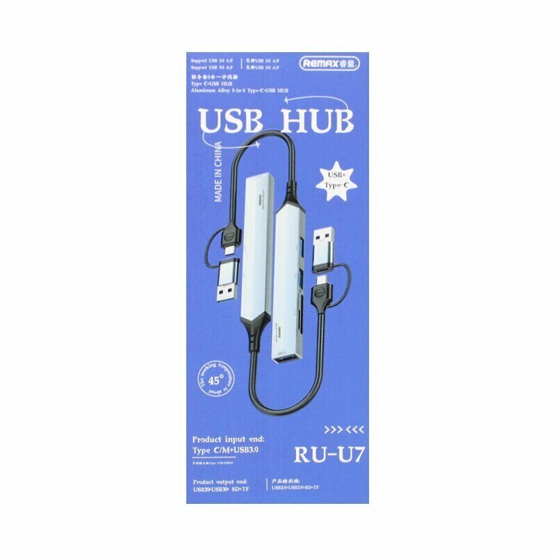Хаб usb+type-c remax ru-u7 5в1