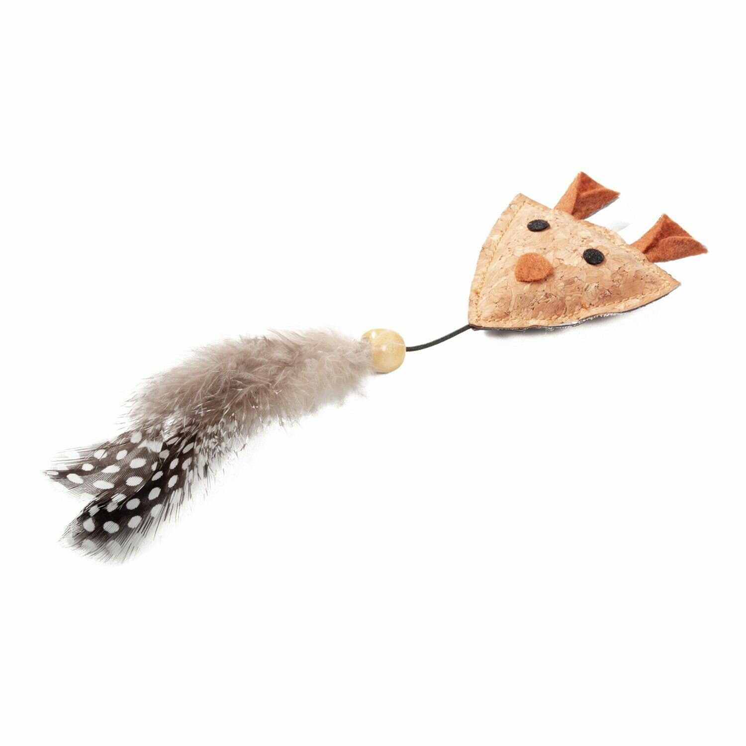 Игрушка для кошек Triol Мышка с перьями из пробки 6.5*18см - фото №5