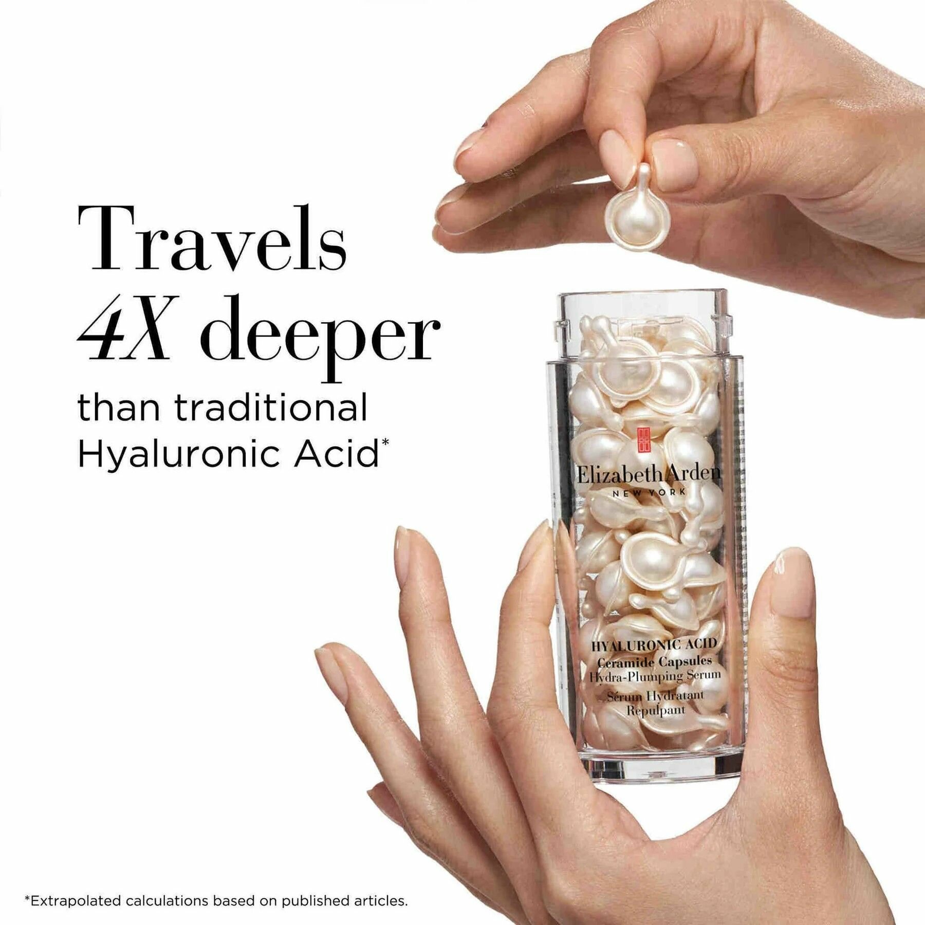 ELIZABETH ARDEN HYALURONIC ACID CERAMIDE CAPSULES HYDRA-PLUMPING SERUM /Увлажняющая сыворотка для лица и шеи с керамидами и гиалуроновой кислотой 90 капсул — фото 1