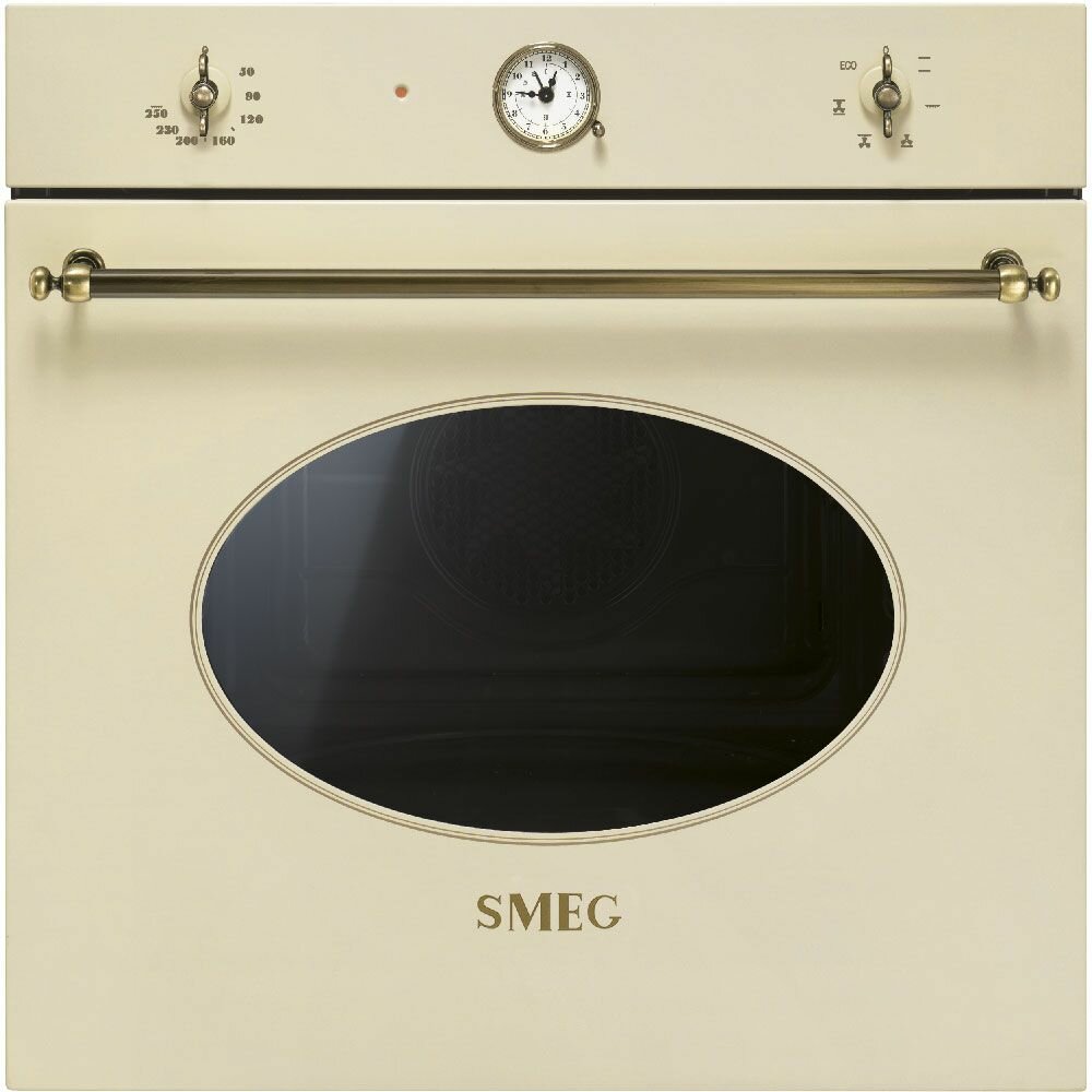 Электрический духовой шкаф SMEG SF800PO, кремовый, 60 см, 6 режимов работы, таймер, часы, объем 70 л