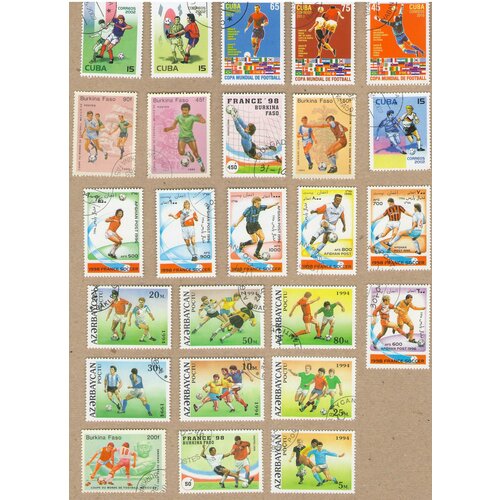 Набор №2 почтовых марок разных стран мира, тематика футбол, 25 марок в отличном состоянии. Гашеные.
