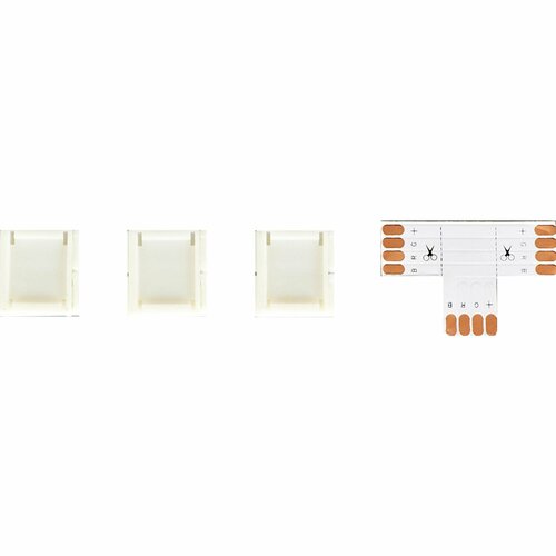 Коннекторы для RGB светодиодной ленты 5050 12-24 В 10 мм IP20 Т-образный 3 клипсы, контакты по центру