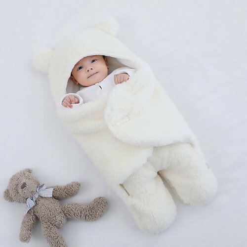 фото Плюшевая пеленка для новорожденных white teddy innopax