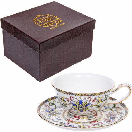 Чайная пара «Royal classic» (кружка 200мл+блюдце) Китайский узор, в подарочной коробке