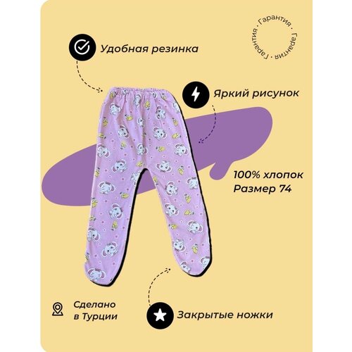 фото Ползунки , размер 48/74, розовый детские цены