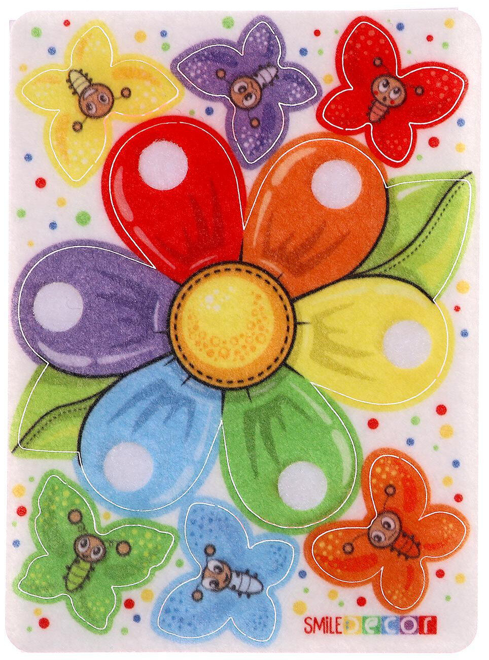 фото Развивающая мини-игра из фетра Smile Decor "Бабочки", игрушка на липучках, учим цвета