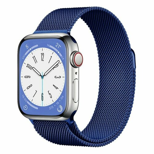 Ремешок миланcкий из нержавеющей стали Milanese Loop для Apple Watch 38/40/41 мм, на магните, синий (12)