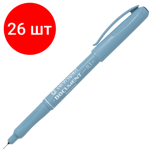 Комплект 26 шт, Ручка капиллярная (линер) синяя CENTROPEN Document, трехгранная, линия письма 0.1 мм, 2631/0.1, 2 2631 0110 ручка капиллярная линер красная centropen document трехгранная линия письма 0 1 мм 2631 0 1 2 2631 0109 143682