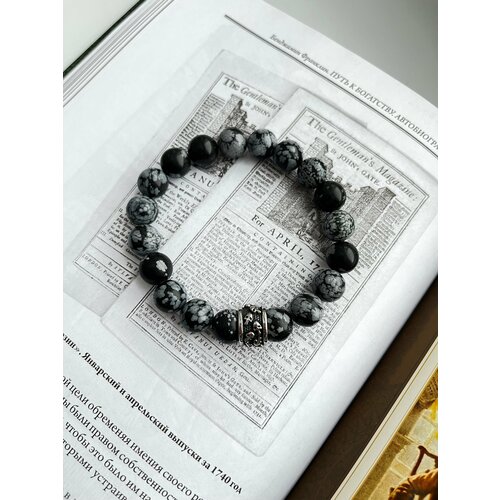 фото Жесткий браслет талисман с защитой от негатива, обсидиан, 1 шт., размер 17 см, размер one size, черный chepikova brand