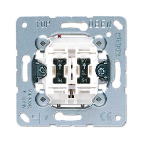 JUNG Мех Выключатель 2-клавишный кнопочный с подсветкой (2 но контакта), JUNG, арт.535U5