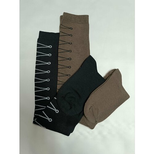 Гольфы , 2 пары, размер 42-48, коричневый, черный зимние толстые чулки женские однотонные гольфы женские плотные теплые длинные махровые носки носки для девочек