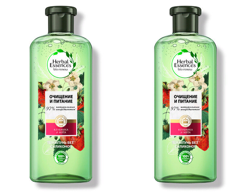 Herbal Essences Шампунь для волос Белая клубника и сладкая мята, 400мл, 2шт/