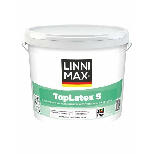 Linnimax TopLatex 5 Pro Белая краска для стен матовая ТопЛатекс 5 База 1,10л