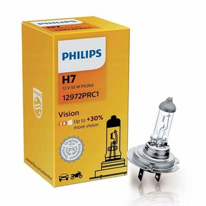 Лампа автомобильная галогенная Philips Vision +30% 12972PRC1 H7 12V 55W PX26d 1 шт.