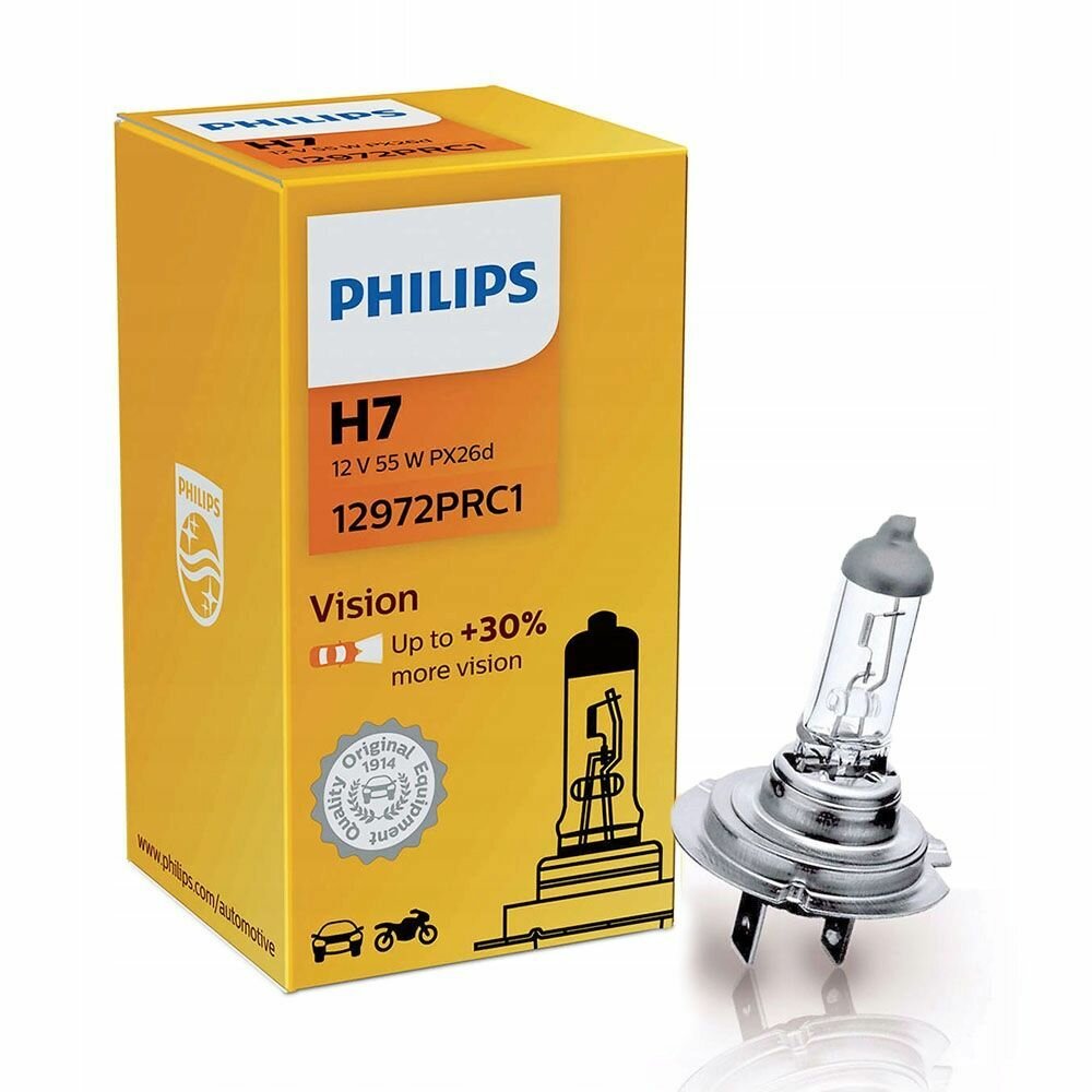 Лампа автомобильная галогенная Philips Vision +30% 12972PRC1 H7 12V 55W PX26d 1 шт.