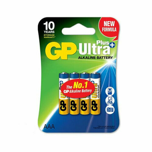 Элемент питания GP Ultra Plus LR03 блистер 4 шт батарейка алкалиновая gp batteries ultra plus alkaline aa 1 5v gp 15aupnew 2cr4 gp15aupnew2cr4 gp batteries gp 15aupnew 2cr4