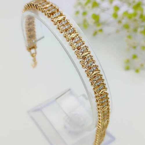 фото Браслет xuping jewelry, фианит, 1 шт., размер 18 см., золотой