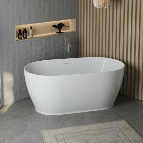 Отдельностоящая овальная акриловая ванна в комплекте со сливом-переливом BelBagno BB413-1700-800 smesiteli