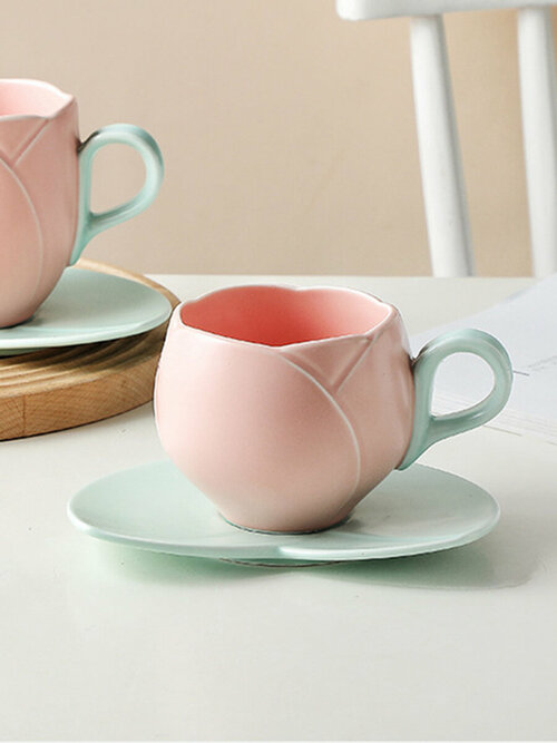 Эстетичная чайная пара набор чашка и блюдце 320 мл