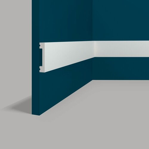 Изображение товара Плинтус напольный 11 х 55 мм ударопрочный полистирол Perfect Plus P66-1 метр высокий пластиковый под покраску