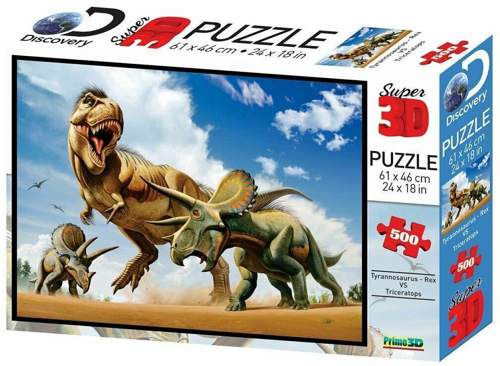 3D Пазл Тираннозавр против трицератопса 500 элементов 6+ Prime 3D