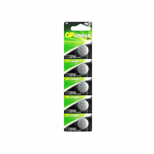 Батарейка GP Lithium Cell CR2016, в упаковке: 1 шт. gp литиевые дисковые батарейки lithium cr2016 5 шт cr2016 7cr5