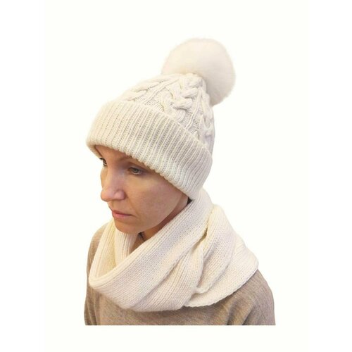 фото Шапка снежка, размер 57/58, белый natalia mishina