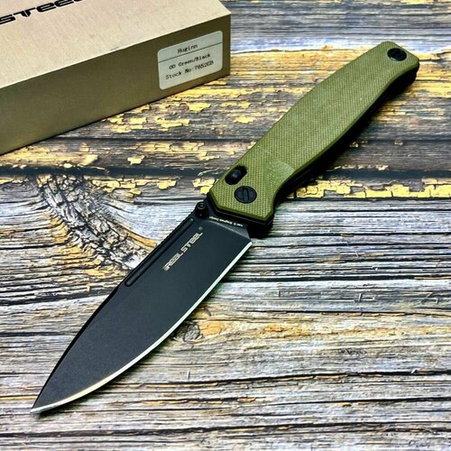 Нож складной RealSteel RS7652GB Huginn, Black Blade, OD Green G10 Handle нож складной gerber g1308 propel s30v tanto blade od green handle