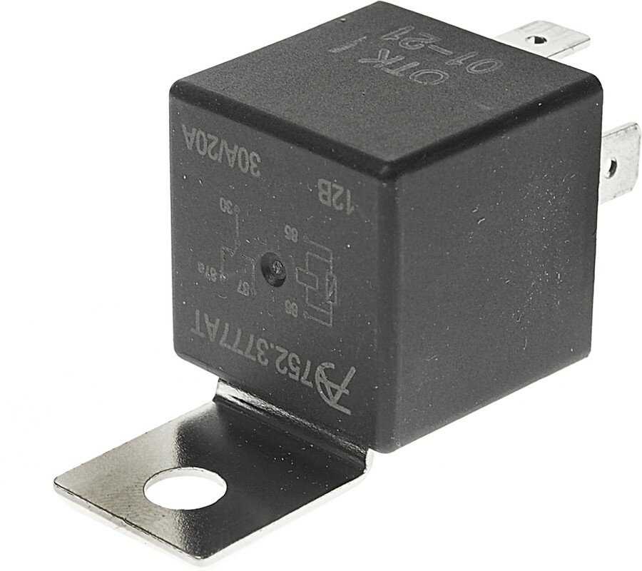 Реле малогабаритное 12V 20/30А 5-контактное с кронштейном, с резистором (Автотрейд)