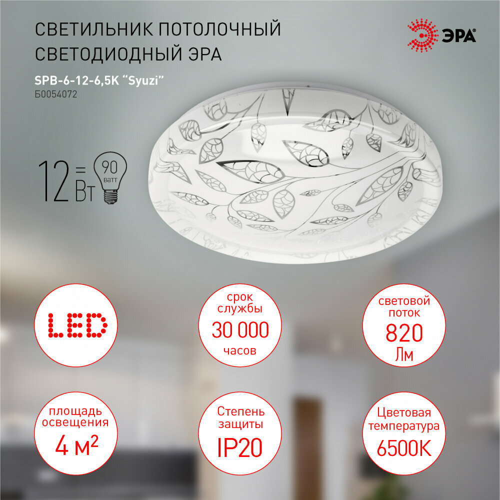 Потолочный светодиодный светильник Эра SPB-6-12-6,5K Syuzi (Б0054072) - фото №8