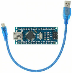 Arduino Nano v3.0(ATMEGA328P) с распайкой + кабель USB