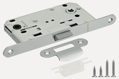 Изображение товара Замок магнитный Rucetti RM1895 SC врезной автоматический, защелка дверная сантехническая межкомнатная, фиксатор для двери, матовый хром