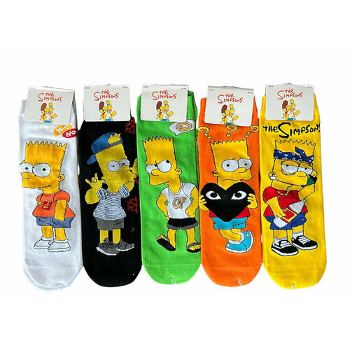 фото Носки , 5 пар, размер one size, белый, желтый, зеленый, черный, оранжевый нет бренда